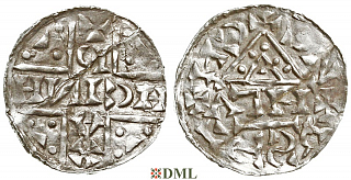 Денарий, Германия, Бавария, Heinrich V (1018-1026), м.д. Regensburg, монетарий АГН, Hahn 1976, 31a6