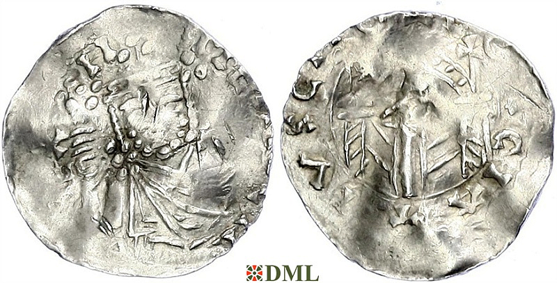 Денарий, Германия, Франкония, Heinrich II (1002-1024), м.д. Mainz, Dbg. 788