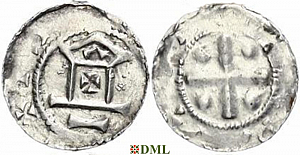 Денарий, Германия, Франкония, Otto III (983–1002), м.д. Mainz, Dbg. 778/779