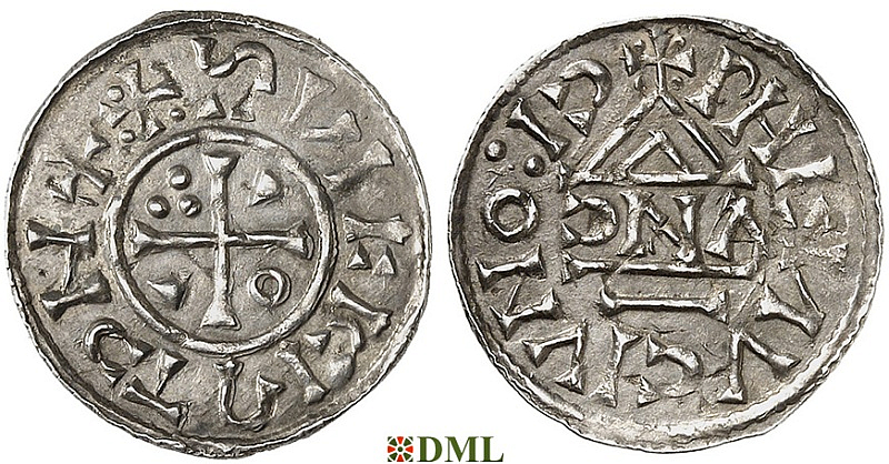 Денарий, Германия, Бавария, Heinrich II (1002-1024), м.д. Regensburg, монетарий AИCO, Hahn 1976, 27?