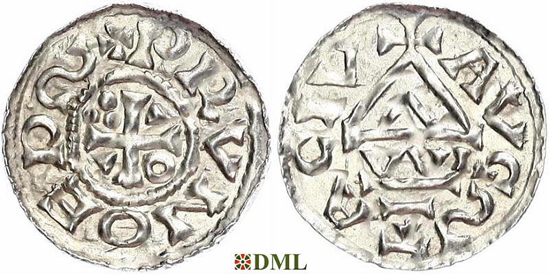 Денарий, Германия, Швабия, Bruno (1006-1029), м.д. Augsburg, монетарий WI, Hahn 1976, 142a2