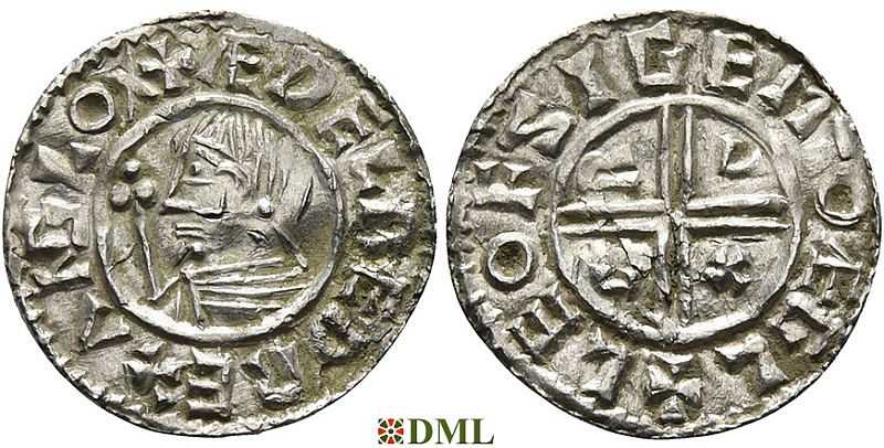 Денарий, Англия, Æthelred II (978-1016), м.д. Gloucester, монетарий Leofsige, North 770