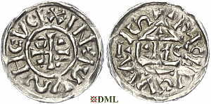 Обол, Германия, Бавария, Heinrich II (1002-1024), м.д. Regensburg, монетарий EИCO, Hahn 1976, 28d9