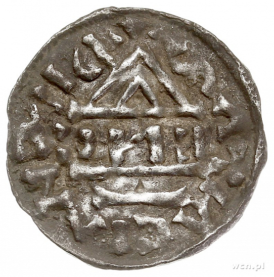 Денарий, Германия, Бавария, Heinrich IV (995-1002), м.д. Regensburg, монетарий EИC, Hahn 1976, 25c6.2