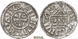 Денарий, Германия, Бавария, Heinrich II (1002-1024), м.д. Regensburg, монетарий ENCI, Hahn 1976, 27d2