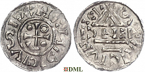 Денарий, Германия, Бавария, Heinrich IV (995-1002), м.д. Regensburg, монетарий ENC, Hahn 1976, 25c4