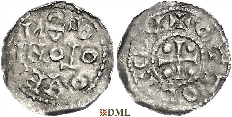 Денарий, Германия, Нижняя Лотарингия, Otto III (983-1002), м.д. Koln, Dbg. -