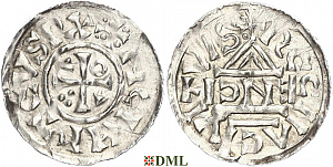 Денарий, Германия, Бавария, Heinrich II (1002-1024), м.д. Regensburg, монетарий ENCI, Hahn 1976, 27d2