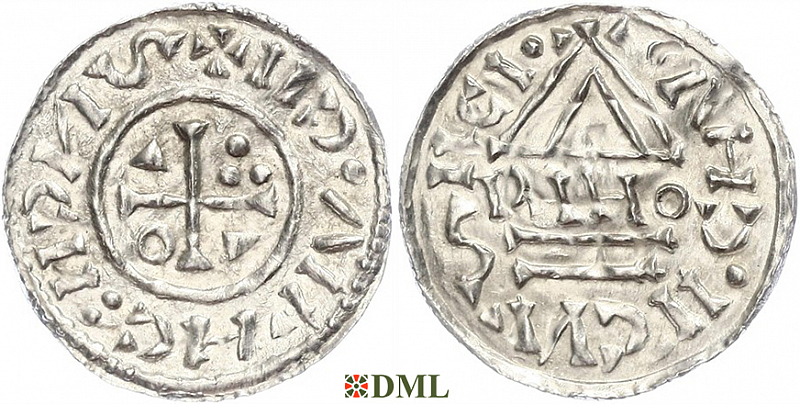 Денарий, Германия, Бавария, Heinrich II (1002-1024), м.д. Neuburg, монетарий RIHO, Hahn 1976, 85b1