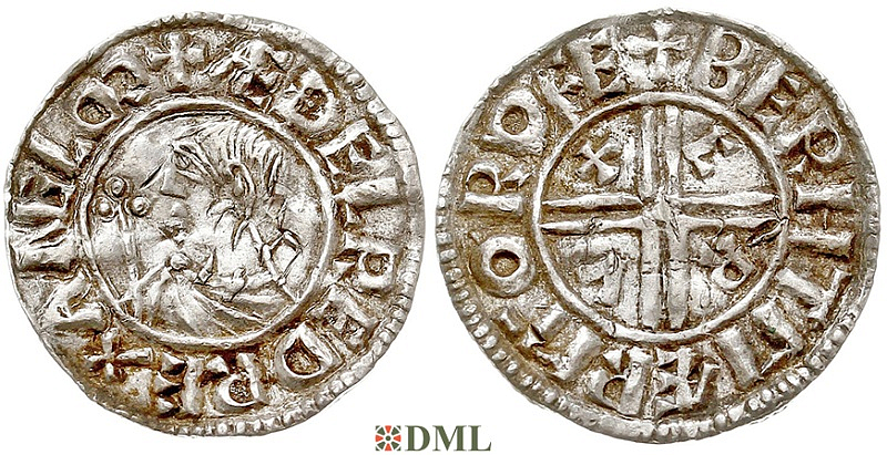 Денарий, Англия, Æthelred II (978-1016), м.д. Rochetser, монетарий Brihtmær, North 770