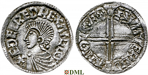 Денарий, Англия, Æthelred II (978-1016), м.д. York, монетарий Sumerlede, North 774