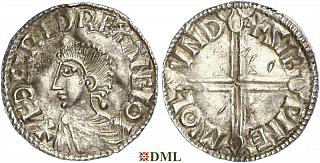 Денарий, Англия, Æthelred II (978-1016), м.д. London, монетарий Sibwine, North 774