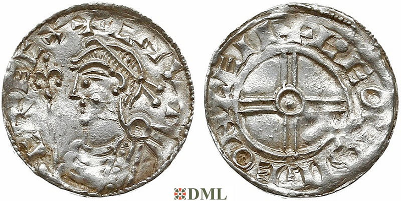 Денарий, Англия, Cnut  (1016-1035), м.д. Chester, монетарий Leofsige, North 790