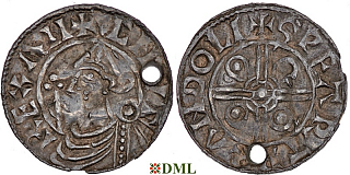 Денарий, Англия, Cnut (1016-1035), м.д. Lincoln, монетарий Svartbrandr, North 787