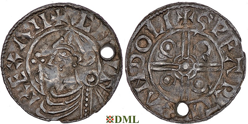 Денарий, Англия, Cnut (1016-1035), м.д. Lincoln, монетарий Svartbrandr, North 787