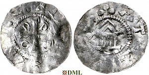 Денарий, Германия, Саксония, Otto III (983-1002), м.д. Goslar, type OAP
