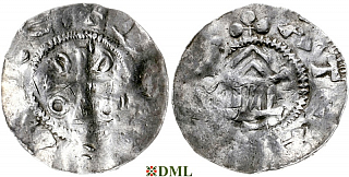 Денарий, Германия, Саксония, Otto III (983-1002), м.д. Goslar, type OAP
