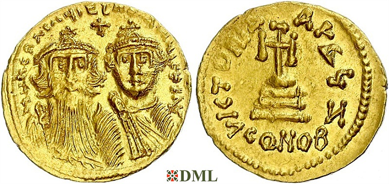 Солид, Византия, Heraclius (610-641) и Heraclius Constantine (613–641), м.д. Constantinople