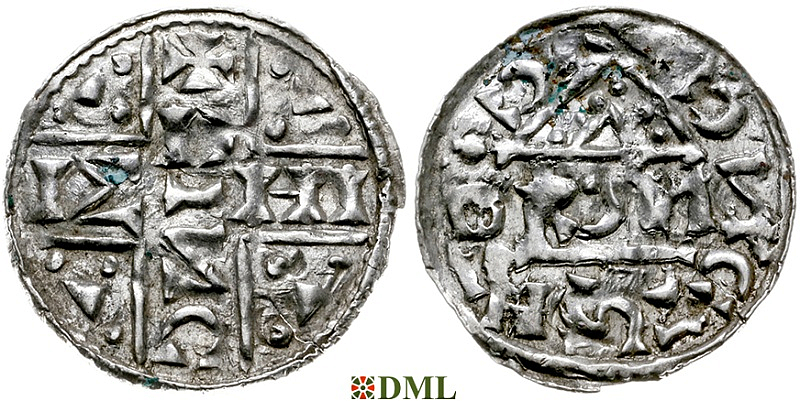 Денарий, Германия, Бавария, Heinrich V (1018-1026), м.д. Regensburg, монетарий CNCIO, Hahn 1976, 31e3