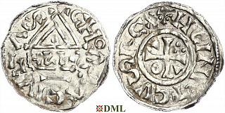 Денарий, Германия, Бавария, Heinrich II (1002-1024), м.д. Cham, монетарий HИƧ,  Hahn 1976, 80b2