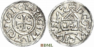 Денарий, Германия, Бавария, Heinrich II (1002-1024), м.д. Regensburg, монетарий SICCI, Hahn 1976, 27h1