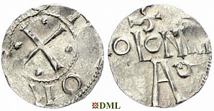 Денарий, Германия, Нижняя Лотарингия, Otto III (983-1002), м.д. Koln, Dbg. 331