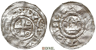 Денарий, Германия, Саксония, Otto III (983-1002), м.д. Magdeburg, Dbg 639
