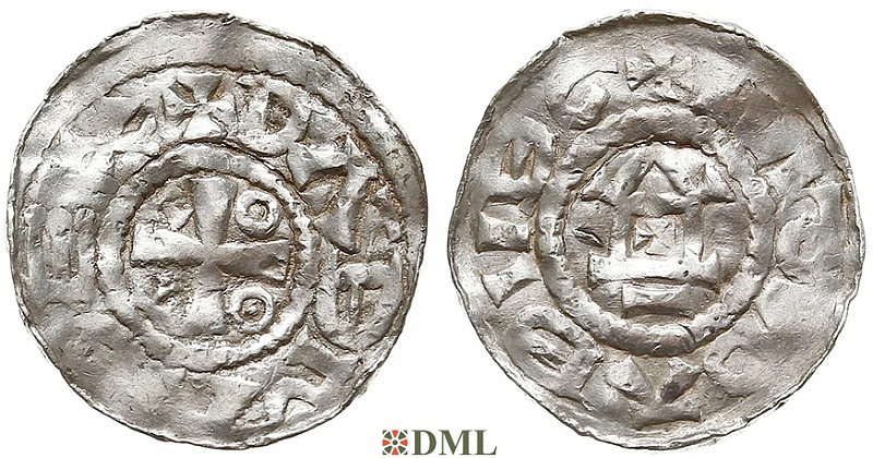 Денарий, Германия, Саксония, Otto III (983-1002), м.д. Magdeburg, Dbg 639