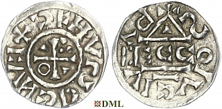 Обол, Германия, Бавария, Heinrich II (1002-1024), м.д. Regensburg, монетарий ECCO, Hahn 1976, 28c1