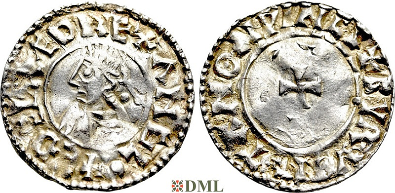Денарий, Англия, Æthelred II (978-1016), м.д. Winchester, монетарий ?, North 777