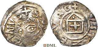 Денарий, Германия, Франкония, Meginhard I (1018-1034), м.д. Wurzburg, Dbg. 859