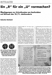Steinbach S. Ein „R“ für ein „U“ vormachen? Überlegungen zur Schreibweise von Buchstaben auf Münzen des 10./11. Jahrhunderts