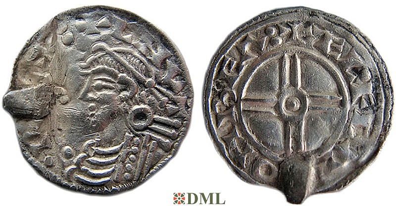 Денарий, Англия, Cnut (1016-1035), м.д. Barnstaple, монетарий Ælfgar, North 790