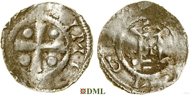 Денарий, Германия, Франкония, Otto III (983–1002), м.д. Mainz, Dbg. 783