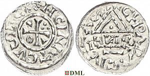Денарий, Германия, Бавария, Heinrich II (1002-1024), м.д. Cham, монетарий HИƧ,  Hahn 1976, 80b2