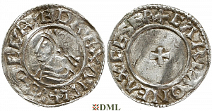 Денарий, Англия, Æthelred II (978-1016), м.д. Exeter, монетарий Carla, North 777