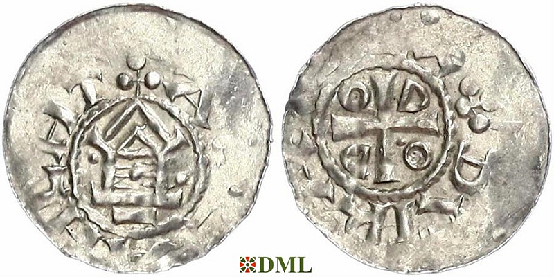 Обол, Германия, Саксония, Otto III (983-1002), м.д. Goslar, type OAP