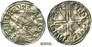 Денарий, Англия, Æthelred II (978-1016), м.д. Exeter, монетарий Edric, North 774