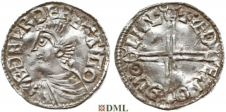 Денарий, Англия, Æthelred II (978-1016), м.д. Lincoln, монетарий Aethelnoth, North 774