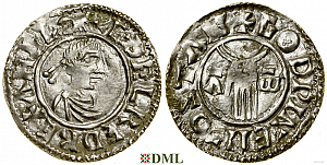 Денарий, Англия, Æthelred II (978-1016), м.д. Stamford, монетарий Godwine, North 766
