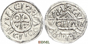 Денарий, Германия, Бавария, Heinrich II (1002-1024), м.д. Nabburg, монетарий CHA, Hahn 1976, 76a1