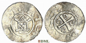 Денарий, Германия, Саксония, Otto III (983-1002), м.д. Goslar, type OAP