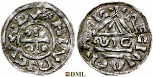 Денарий, Германия, Бавария, Heinrich II (955-995), м.д. Regensburg, монетарий SIC, Hahn 1976, 22g1.4