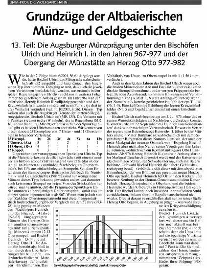 Hahn W. Die Augsburger Münzprägung unter den Bischöfen Ulrich und Heinrich I. in den Jahren 967-977 und der Übergang der Münzstätte an Herzog Otto 977-982