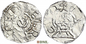Денарий, Германия, Швабия, Ulrich I (1002-1026), м.д. Chur, Dbg. 984