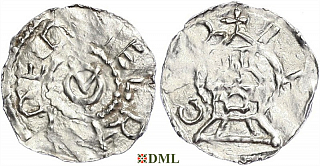Денарий, Германия, Швабия, Ulrich I (1002-1026), м.д. Chur, Dbg. 984