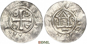 Денарий, Германия, Саксония, Otto III (983-1002), м.д. Goslar, type OAP