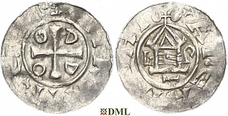 Денарий, Германия, Саксония, Otto III (983-1002), м.д. Goslar, type OAP