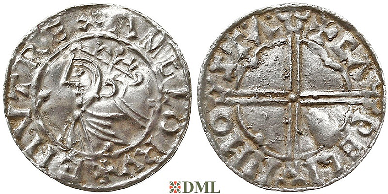 Денарий, Англия, Cnut  (1016-1035), м.д. Stamford, монетарий Cawelin, North 781