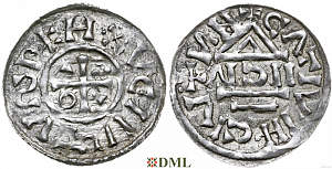 Денарий, Германия, Бавария, Heinrich II (1002-1024), м.д. Nabburg, монетарий IICIV, Hahn 1976, 74a1